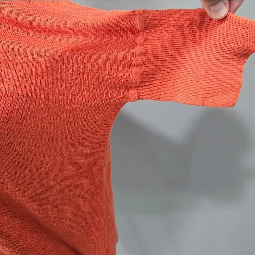 🐢 J.CREW Orange Linen Drop Shoulder Swing Sweater Sz Small